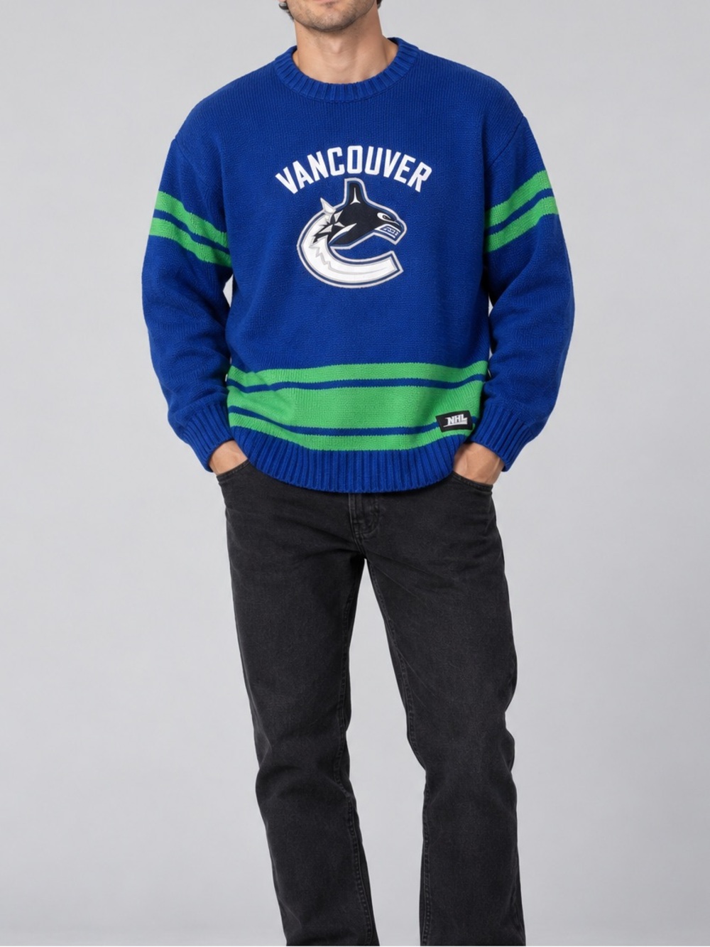 2007–2012 Vancouver Canucks NHL Knit Sweater Men’s XXL Blue Green